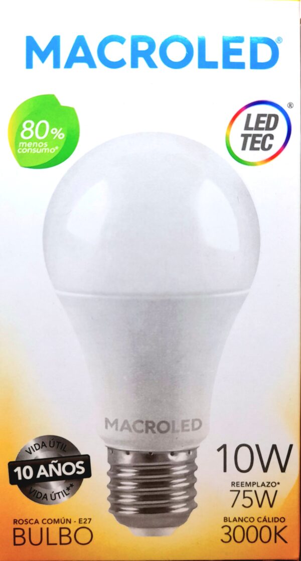 LED-E-27 BULBO - A60-LAMPARA 10w Cal  220°- 800Lm- 25,000HS - Image 2