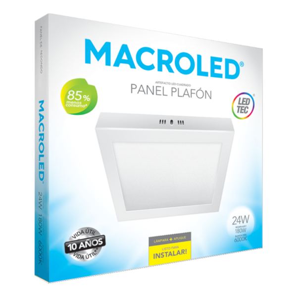 Panel LED Aplicar 24W-Cuadrado-294x294-2160Lm-6000K Blanco - Image 3