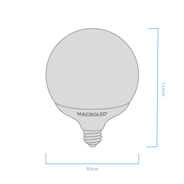 LED-E-27 GLOBO -2200 lm-220°- 14 w- 95x135mm - Calida 3000K - Image 2
