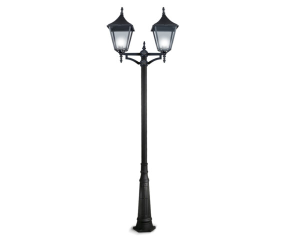 Farola Doble-AL-E27-Colum-N-Bl